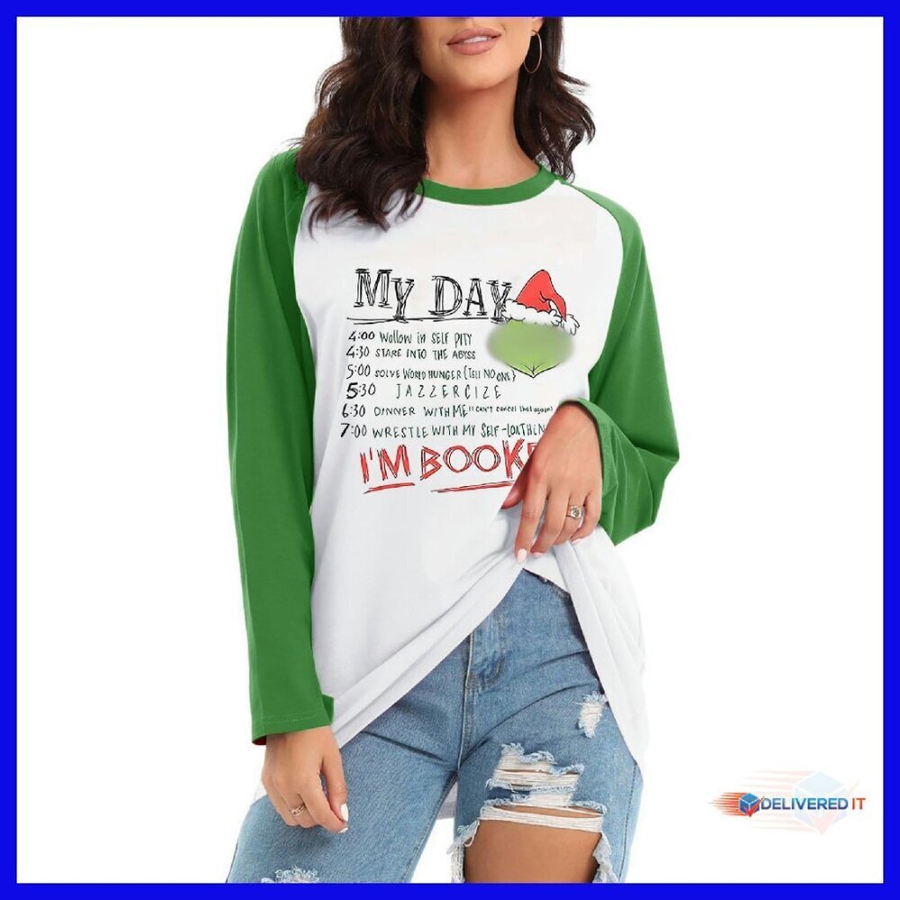 Funny Christmas Long Sleeve T-Shirt Polyester Graphic Top S-2XL